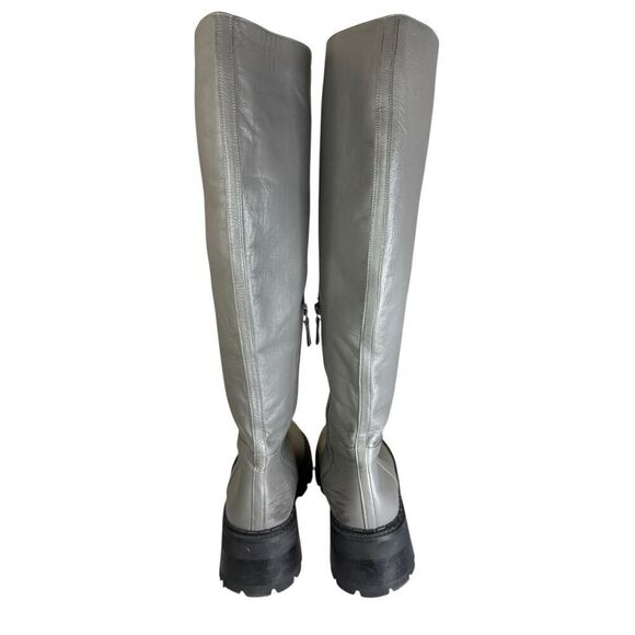BY FAR Gray Russel Knee‑High Boots EU 41 US 10 Grained Nappa Cement Leather - Picture 5 of 12